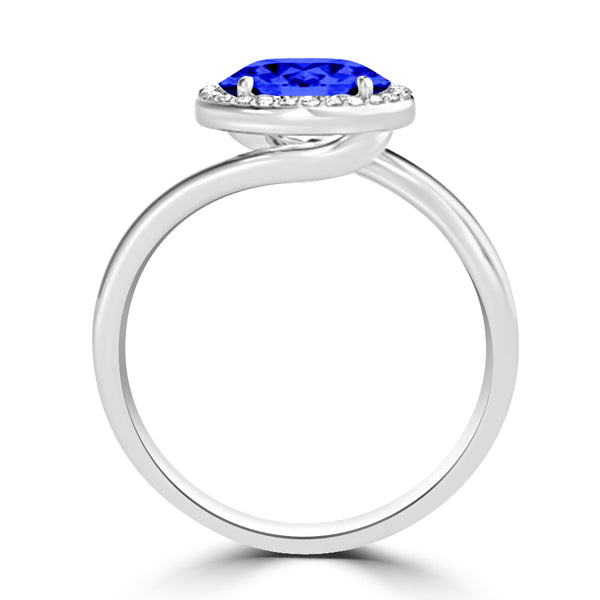 TMR121197 - Kaylee - Oval Tanzanite and Diamond Ring East- West, Halo