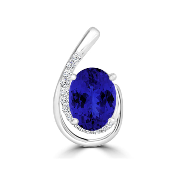TMR121130 - Nora - Oval Tanzanite and Diamond Pendant