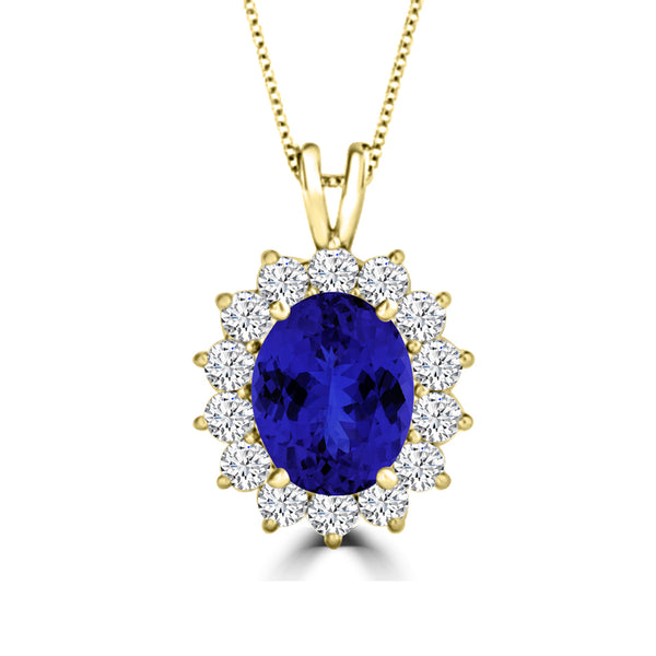 TMR121128 - Riley - Oval Tanzanite and Diamond Pendant Halo