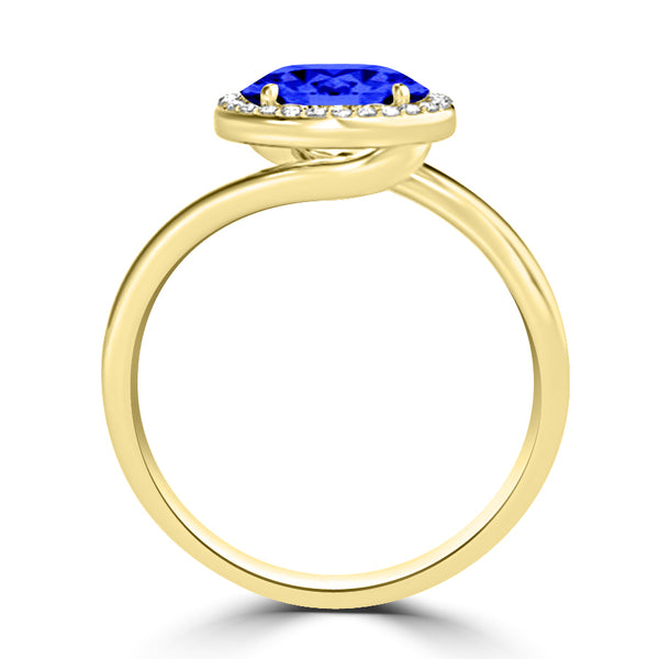 TMR121197 - Kaylee - Oval Tanzanite and Diamond Ring East- West, Halo