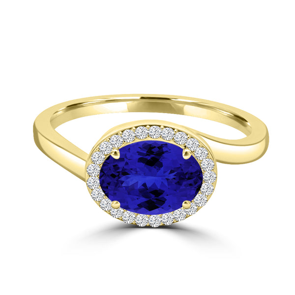 TMR121197 - Kaylee - Oval Tanzanite and Diamond Ring East- West, Halo