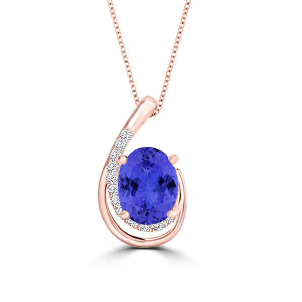 TMR121130 - Nora - Oval Tanzanite and Diamond Pendant