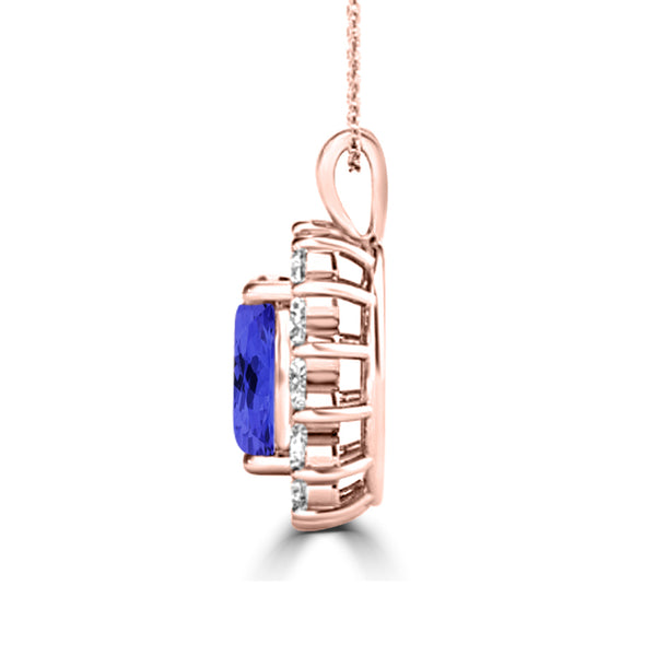 TMR121128 - Riley - Oval Tanzanite and Diamond Pendant Halo