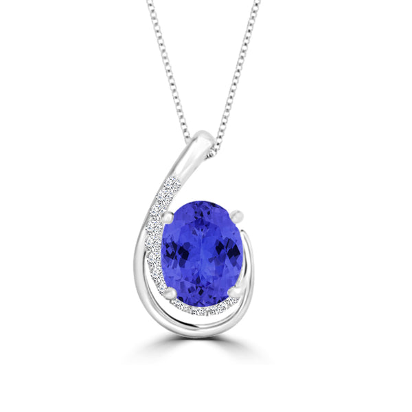 TMR121130 - Nora - Oval Tanzanite and Diamond Pendant