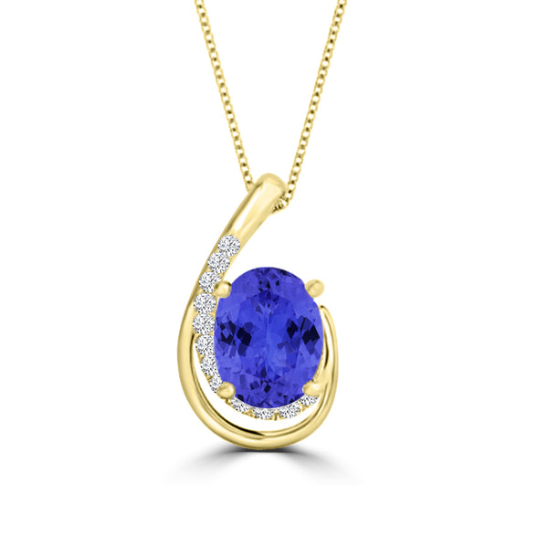 TMR121130 - Nora - Oval Tanzanite and Diamond Pendant