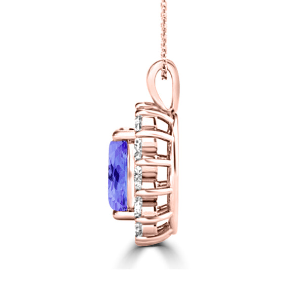 TMR121128 - Riley - Oval Tanzanite and Diamond Pendant Halo