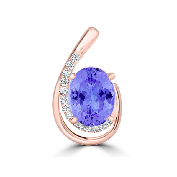 TMR121130 - Nora - Oval Tanzanite and Diamond Pendant