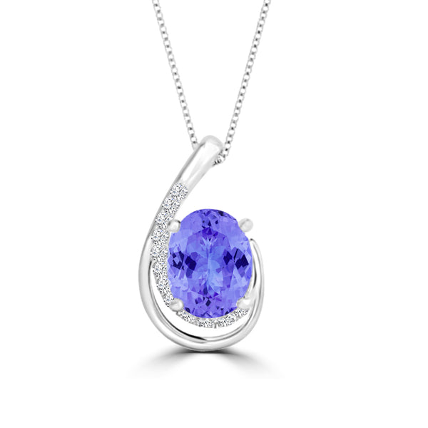 TMR121130 - Nora - Oval Tanzanite and Diamond Pendant