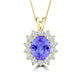 TMR121128 - Riley - Oval Tanzanite and Diamond Pendant Halo