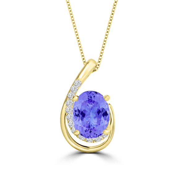 TMR121130 - Nora - Oval Tanzanite and Diamond Pendant