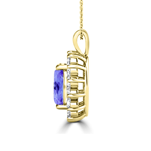 TMR121128 - Riley - Oval Tanzanite and Diamond Pendant Halo