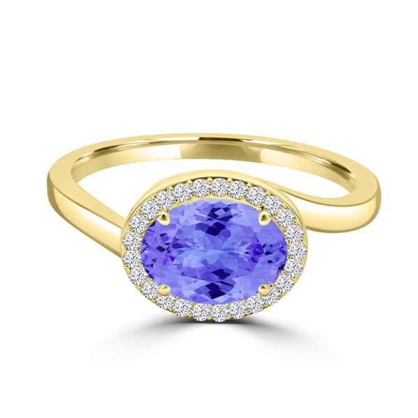 TMR121197 - Kaylee - Oval Tanzanite and Diamond Ring East- West, Halo