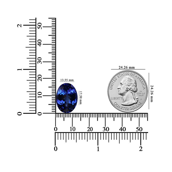 15.61ct Oval Certified AAAA Tanzanite Gemstone 17.50x13.55mm