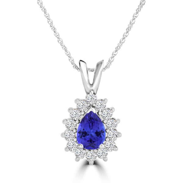 TMR121143 - Violet - Pear Tanzanite and Diamond Pendant