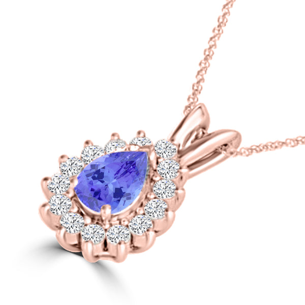 TMR121143 - Violet - Pear Tanzanite and Diamond Pendant