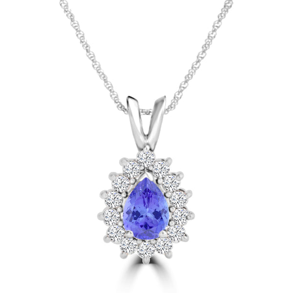 TMR121143 - Violet - Pear Tanzanite and Diamond Pendant