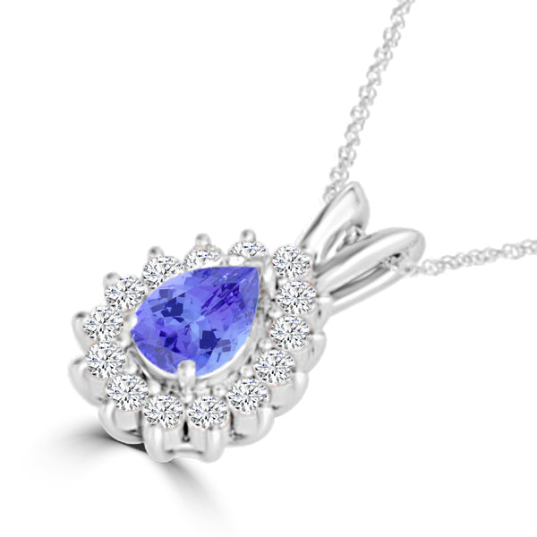 TMR121143 - Violet - Pear Tanzanite and Diamond Pendant