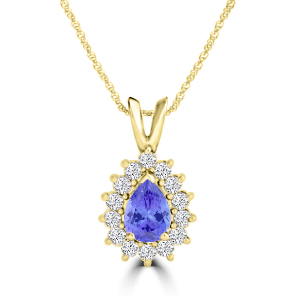 TMR121143 - Violet - Pear Tanzanite and Diamond Pendant