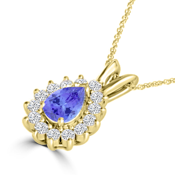 TMR121143 - Violet - Pear Tanzanite and Diamond Pendant