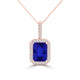 TMR121140 - Zoe - Emerald Cut Tanzanite and Diamond Pendant Halo