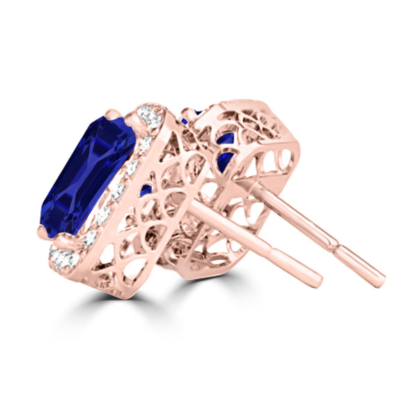 TMR121122 - Madison - Emerald Cut Tanzanite and Diamond Earring Halo