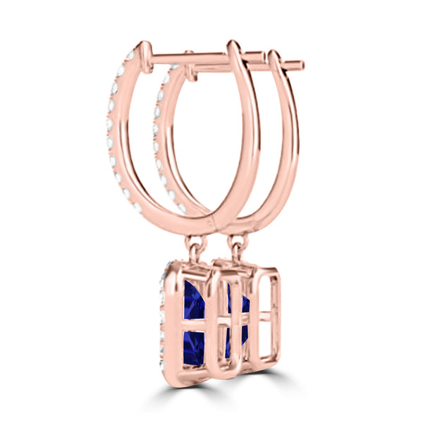 TMR121123 - Luna - Emerald Cut Tanzanite and Diamond Earring Halo