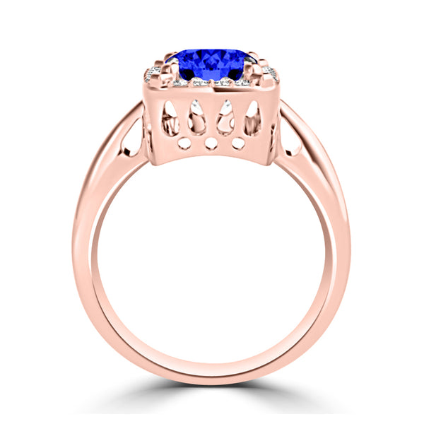 TMR121209 - Yara - Emerald Cut Tanzanite and Diamond Ring Halo