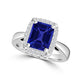 TMR121209 - Yara - Emerald Cut Tanzanite and Diamond Ring Halo