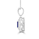 TMR121142 - Hazel - Emerald Cut Tanzanite and Diamond Pendant Double Halo