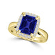 TMR121209 - Yara - Emerald Cut Tanzanite and Diamond Ring Halo