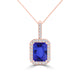 TMR121140 - Zoe - Emerald Cut Tanzanite and Diamond Pendant Halo