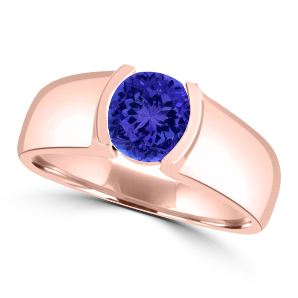 TMR121107 - Mia - Round Tanzanite and - Ring Solitaire