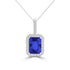 TMR121140 - Zoe - Emerald Cut Tanzanite and Diamond Pendant Halo