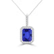 TMR121140 - Zoe - Emerald Cut Tanzanite and Diamond Pendant Halo