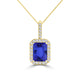 TMR121140 - Zoe - Emerald Cut Tanzanite and Diamond Pendant Halo