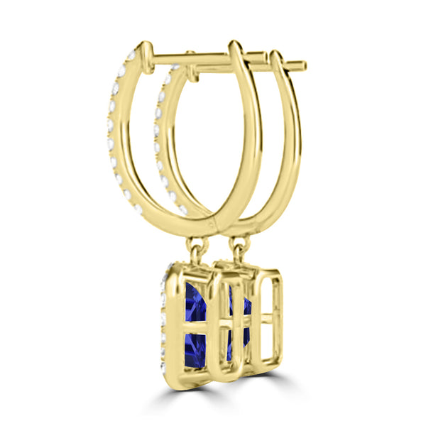 TMR121123 - Luna - Emerald Cut Tanzanite and Diamond Earring Halo