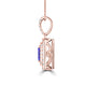 TMR121142 - Hazel - Emerald Cut Tanzanite and Diamond Pendant Double Halo