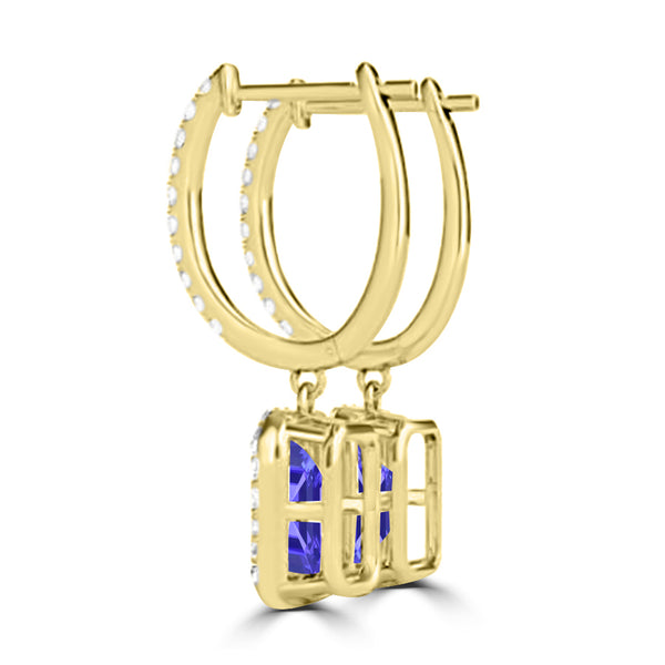 TMR121123 - Luna - Emerald Cut Tanzanite and Diamond Earring Halo