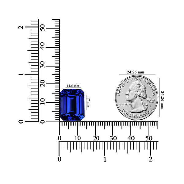 21.14ct Emerald Cut Certified AAAA Tanzanite Gemstone 17x14.5mm