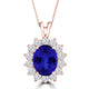 TMR121128 - Riley - Oval Tanzanite and Diamond Pendant Halo