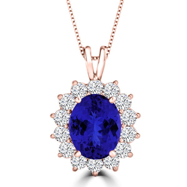 TMR121128 - Riley - Oval Tanzanite and Diamond Pendant Halo