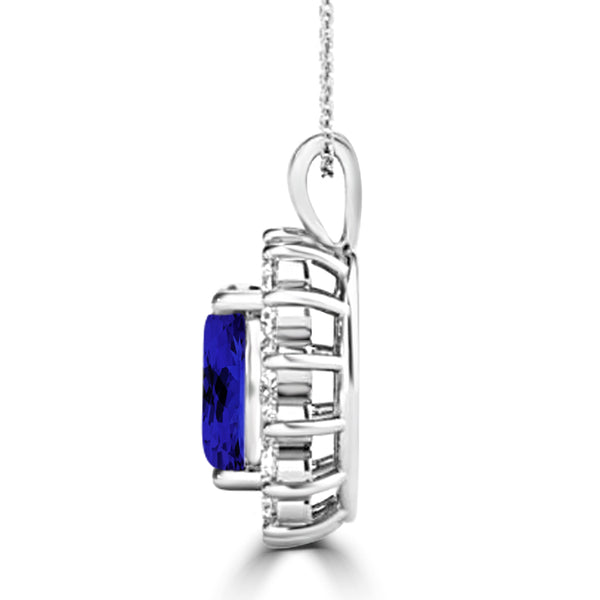 TMR121128 - Riley - Oval Tanzanite and Diamond Pendant Halo