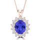 TMR121128 - Riley - Oval Tanzanite and Diamond Pendant Halo