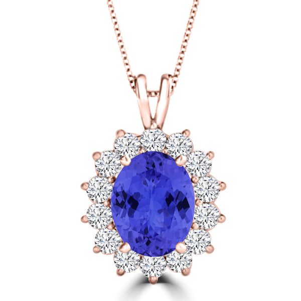 TMR121128 - Riley - Oval Tanzanite and Diamond Pendant Halo