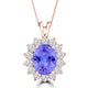 TMR121128 - Riley - Oval Tanzanite and Diamond Pendant Halo