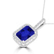 TMR121140 - Zoe - Emerald Cut Tanzanite and Diamond Pendant Halo