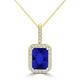 TMR121140 - Zoe - Emerald Cut Tanzanite and Diamond Pendant Halo