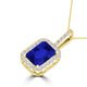 TMR121140 - Zoe - Emerald Cut Tanzanite and Diamond Pendant Halo