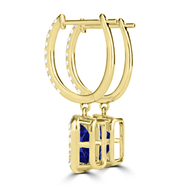 TMR121123 - Luna - Emerald Cut Tanzanite and Diamond Earring Halo