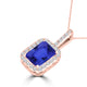 TMR121140 - Zoe - Emerald Cut Tanzanite and Diamond Pendant Halo